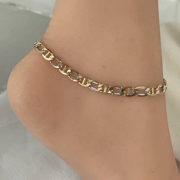 18k Gold Filled Thick Mariner Anklet - Picture 1 of 8